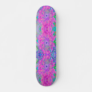 Skateboard Guay Blue y Purple Artsy Dahlia Bloom
