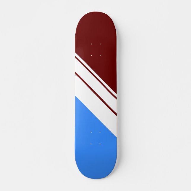 Skateboard Guay Deep Red White Brillante Bandas de Carreras A (Anverso )