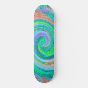 Skateboard Guay Retro Aquamarine y Coral Liquid Art Swirl