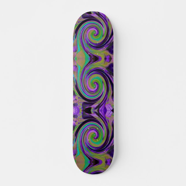 Skateboard Guay Retro Purple and Chartreuse Liquid Art Swirl (Anverso )