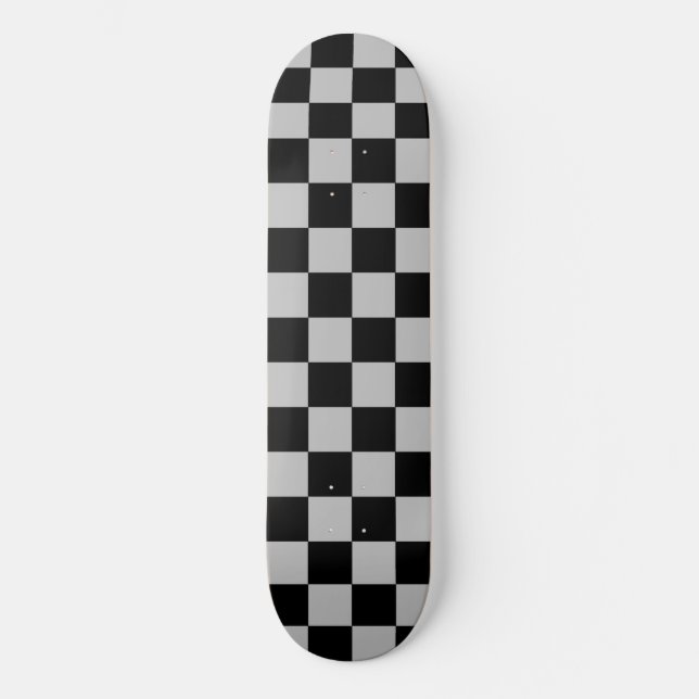 Skateboard Guay Retro revisado (a cuadros) gris y negro (Anverso)