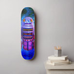 Skateboard Guay Robot Blue Purple Galaxy Vintage Retro Cute<br><div class="desc">Prepárate para abrazar tus fantasías internas de ciencia ficción cuando salgas a las calles con este ilustracion metalizado de juguetes adorable y vintage, contra un cielo galáctico de burbujas azul morado. Hace una declaración retro fría y divertida cada vez que navega por la acera. ¡Hace un gran regalo para alguien...</div>