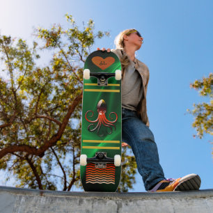 Skateboard Guay Shiny Green Monogramado Octopus