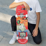 Skateboard Guay Surreal Funny Personalizado único nombre pers<br><div class="desc">El patinador Guay Surreal Funny Unique Personalizado Personalized Name Skateboard incluye tu nombre personalizado en la tipografía moderna en un divertido collage de autos, aviones, patos, flores, pájaros y una persona. Personalice editando el texto en el cuadro de texto proporcionado. Dé un regalo hecho por el personalizado, patineta personalizada a...</div>