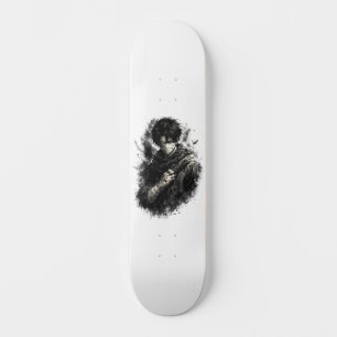 Skateboard Guerrero de Anime Oscuro Ninja Vendado Arte Grunge