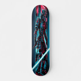 Skateboard "Guerrero de hojas de neón: Cyberpunk Samurai