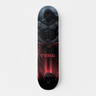 Skateboard Guerrero Poderoso con Espada y Cráneo Fantasía