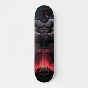 Skateboard Guerrero Poderoso con Espada y Cráneo Fantasía