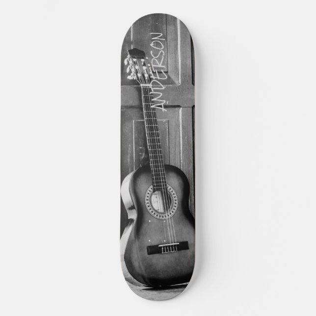 Skateboard Guitarra de campo negro  (Anverso)