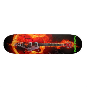 Skateboard guitarra llameante