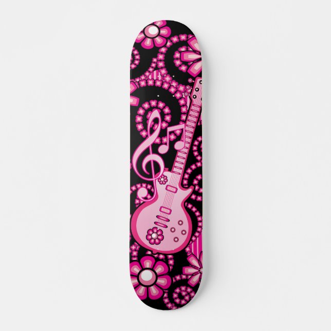 Skateboard Guitarra rosada femenina (Anverso )