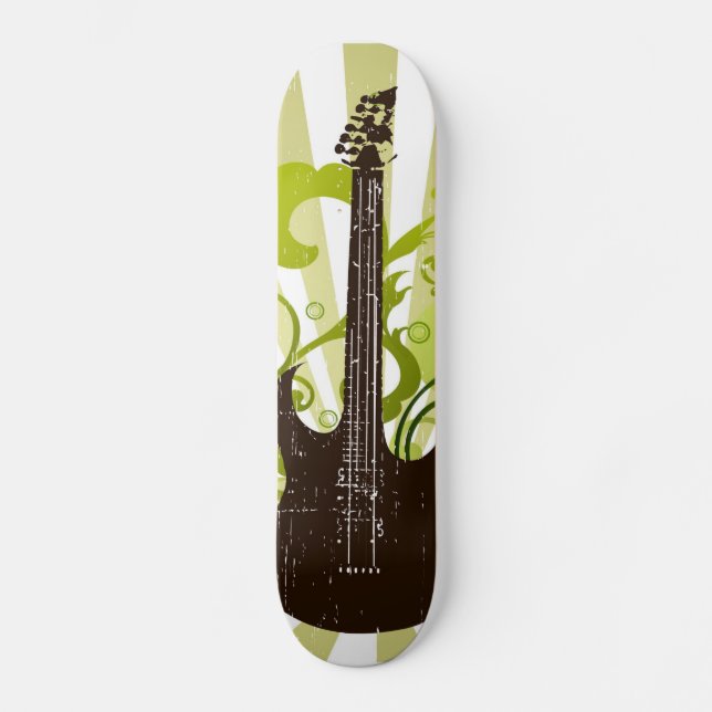 Skateboard Guitarra Verde Grunge (Anverso)
