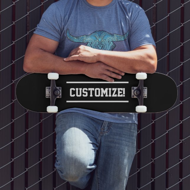 Skateboard Hacer que su propio texto Personalizado sea negro  (Exterior 3)