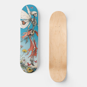 Skateboard Hada de esqueleto con falda roja y mariposas