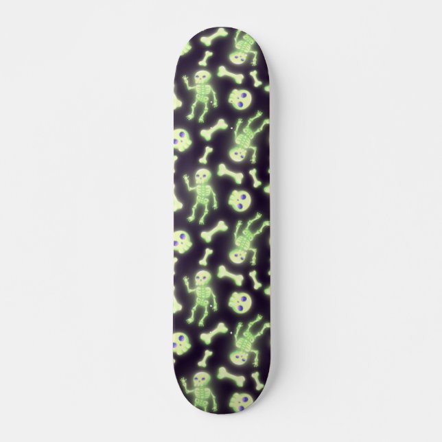 Skateboard Halloween Cute Spooky GIGHT Skeleton Bones Skull (Anverso )