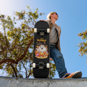 Skateboard Halloween: Fantasmas Lindos y Familia de Calabazas