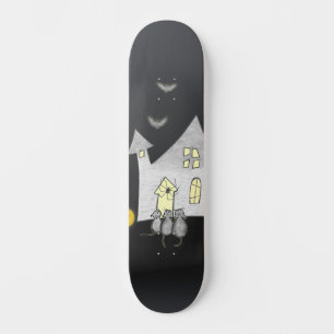 Skateboard Halloween House, gatos negros, murciélagos, calaba