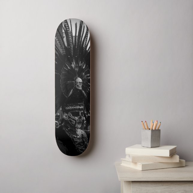 Skateboard Halloween Scary Skull Negro y Blanco (Arte de la pared)