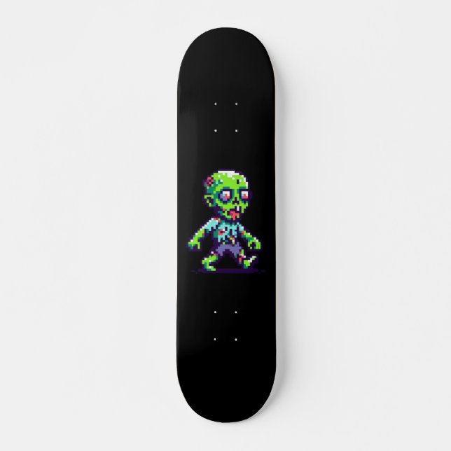 Skateboard Halloween zombie divertido de 8 bits (Anverso )