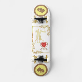 Skateboard Happy Couples Dancing Valentines diseño vectorial