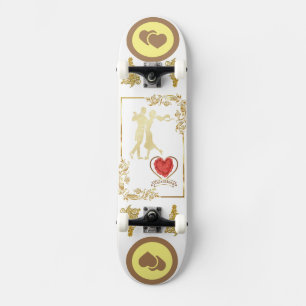 Skateboard Happy Couples Dancing Valentines diseño vectorial
