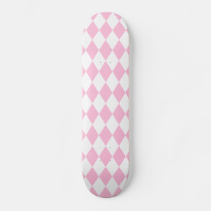 Skateboard Harlequin rosa y blanco