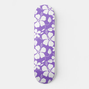 SKATEBOARD HAWAIIAN HULA (HIBISCUS) PURPLE LUMINOSO