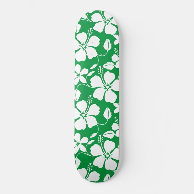 SKATEBOARD HAWAIIAN HULA (HIBISCUS) VERDE (Anverso)