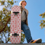 Skateboard Heart Pattern Redand Pink Custom<br><div class="desc">Personalize this gorgeous trendy chic red heart repeating pattern on pink design with your name in elegant chic typography. Original hand painted artwork by Catherine Sweetman.</div>