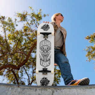 Skateboard Heavens Devils – Cráneo de Motociclista Tabla de S