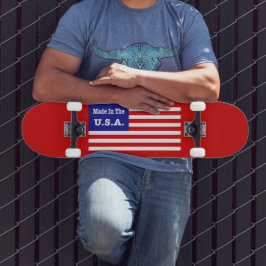 Skateboard Hecha En Estados Unidos Bandera Roja Blanca Y Azul