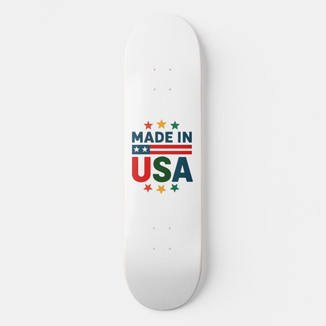 Skateboard Hecho en Estados Unidos, diseño tipográfico patrió (Anverso)
