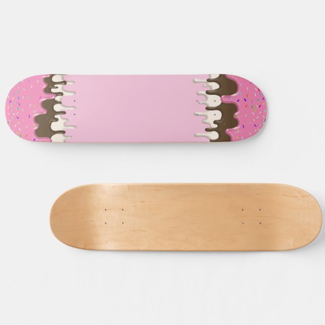 Skateboard Helado de crema rosa espolvorear llovizna (Horz)