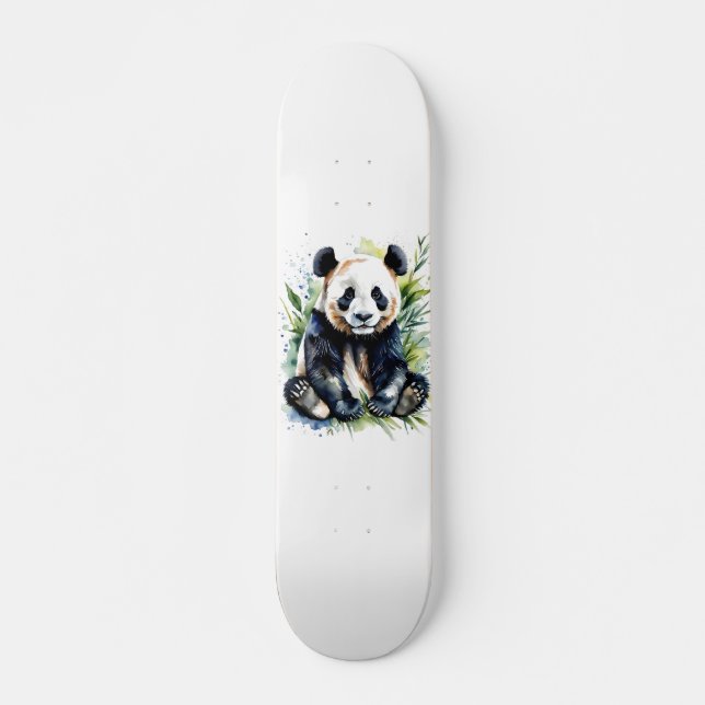 Skateboard Hermosa acuarela Panda Bear (Anverso )