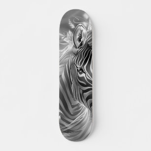 Skateboard Hermosa Fantasía Cebra Escala de Grises