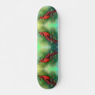 Skateboard Hermosa pintura de pájaros del cardenal rojo del