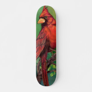 Skateboard Hermosa pintura de pájaros del cardenal rojo del