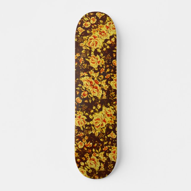 Skateboard Hermosas flores amarillas vintage (Anverso )