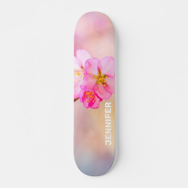 Skateboard Hermosas flores de cerezo de Sakura (Anverso )
