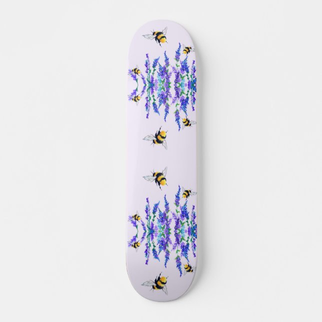 Skateboard Hermosas flores de primavera y abejas vuelan - Dib (Anverso )