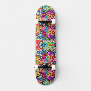 Skateboard Hermosas flores mágicas de colores finas camisetas