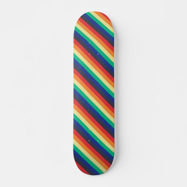 Skateboard Hermosas franjas de arco iris en diagonal (Anverso )