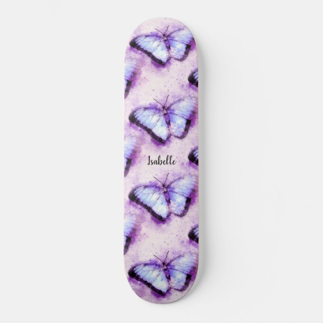 Skateboard Hermosas mariposas rosadas y juguetonas (Anverso)