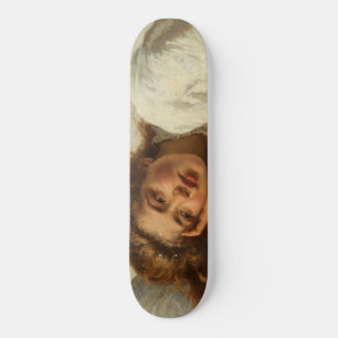 Skateboard Hermoso Chica en cama con pelo rojo