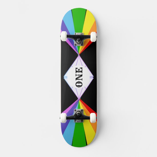 Skateboard Hermoso Diamante y Arcoiris (Anverso)