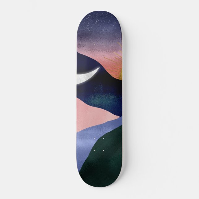 Skateboard Hermoso diseño de puesta de sol en la luna de un r (Anverso)
