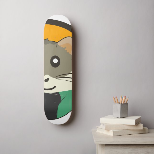 Skateboard Hermoso hámster personalizado con una bufanda mult (Arte de la pared)
