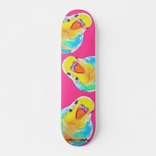 Skateboard Hermoso Paracaídas Bugis Aves Exóticas Rosa Calien