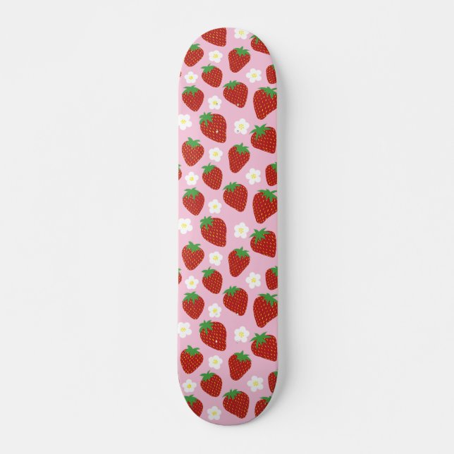 Skateboard Hermoso patrón de fresas de verano (Anverso )