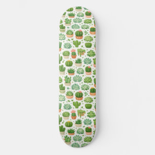 Skateboard Hermoso patrón sin fisuras de plantas suculentas